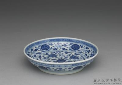 图片[3]-Dish with Indian lotus scrolls in underglaze blue, Qing dynasty, Qianlong reign (1736-1795)-China Archive